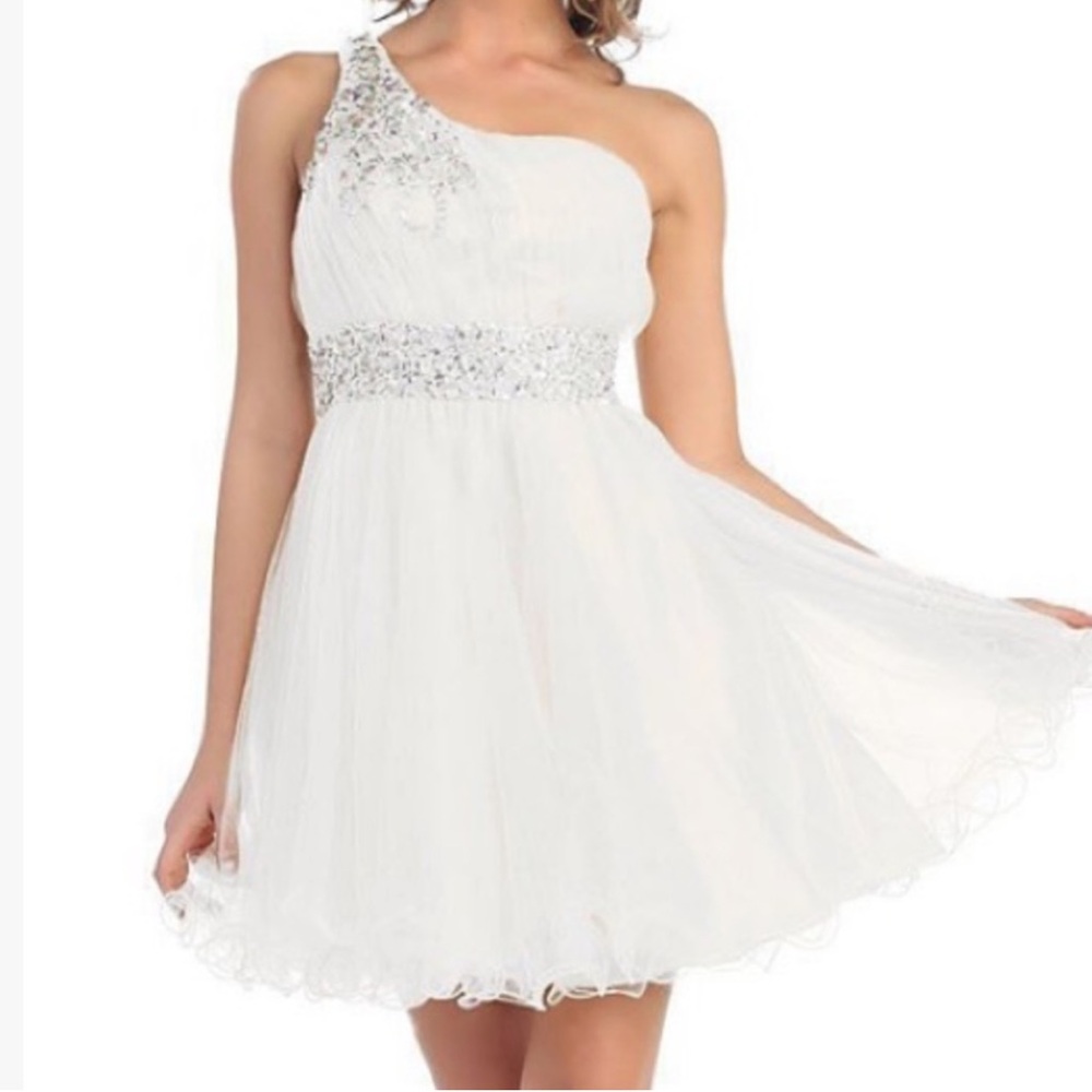 BNWT May Queen one shoulder beaded dress